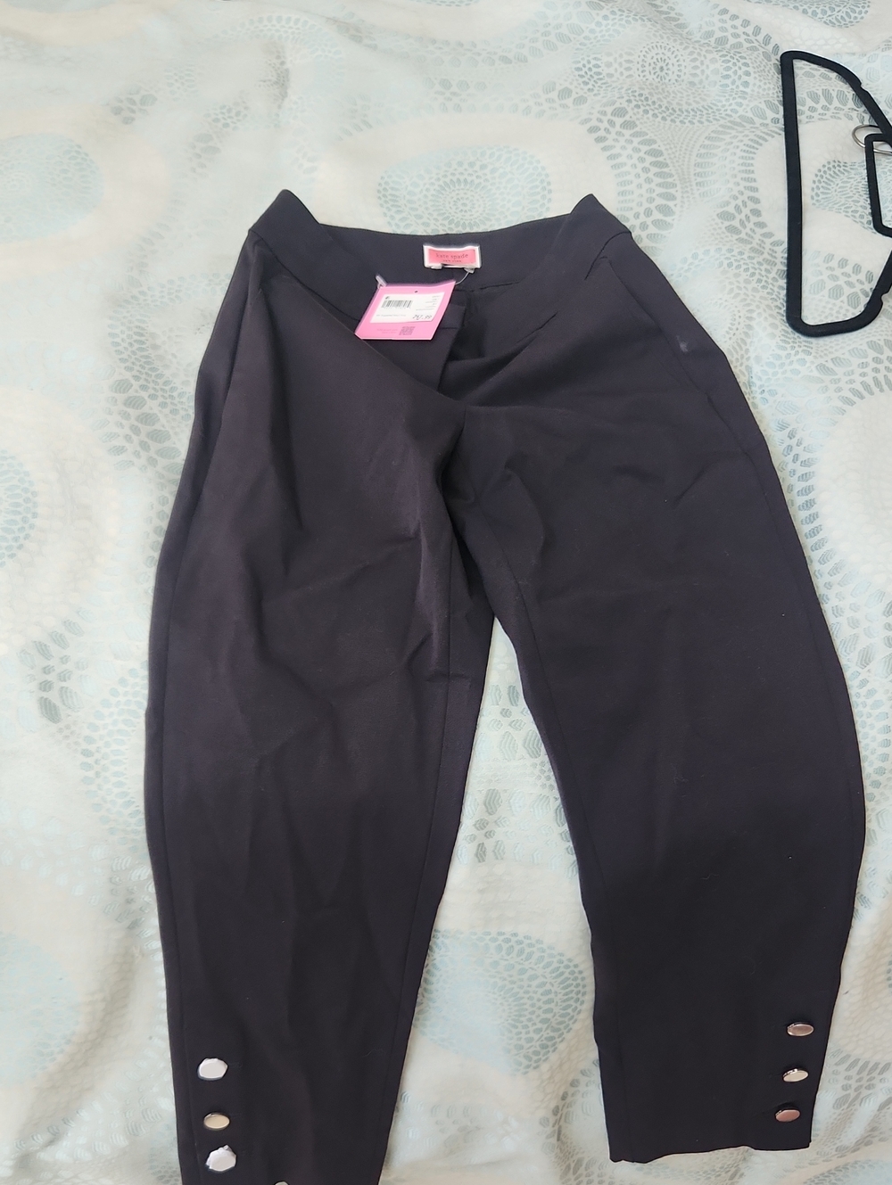 kate spade Black Girls' Pull-On Dress Pants with Hem Buttons